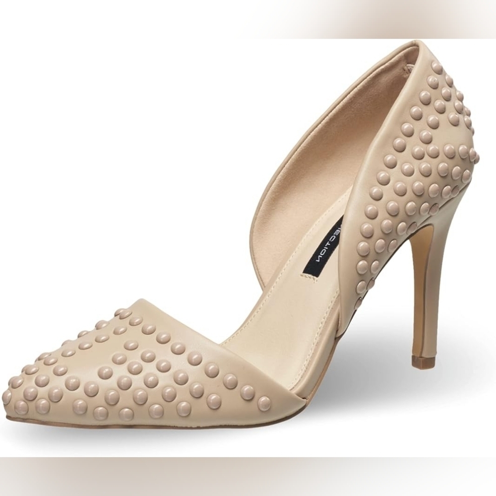 Pumps High Heels Pointy Closed Toe Slip-On Dress Shoes with Studs
